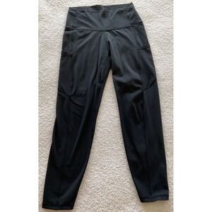 YUNOGA Womens Black High Waisted Activewear Leggings with Side Pockets Size M